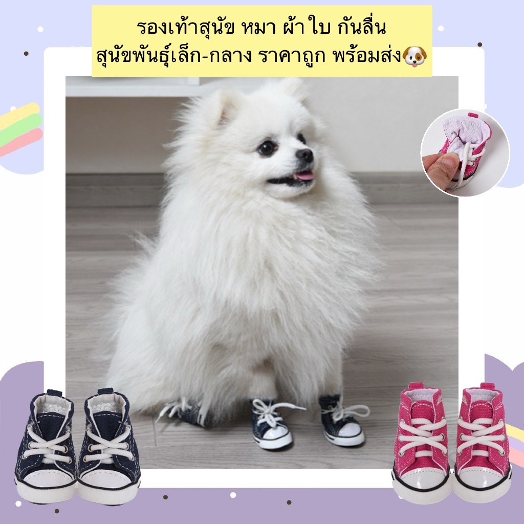 PP-870 รองเท้าสุนัข หมา ผ้าใบ กันลื่น สุนัขพันธุ์เล็ก-กลาง ราคาถูก พร้อมส่ง