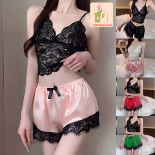 SatinSleepwear ☘️☘️ ชุดนอนสไตล์มินิมอล ชุดนอนลูกไม้ ดูผ่าน ร…