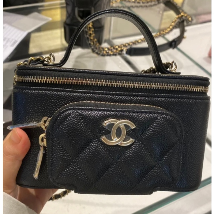 Chanel/23P/Medium/Box Cosmetic Bag/Chain Bag/Shoulder Bag/แท้ 100%