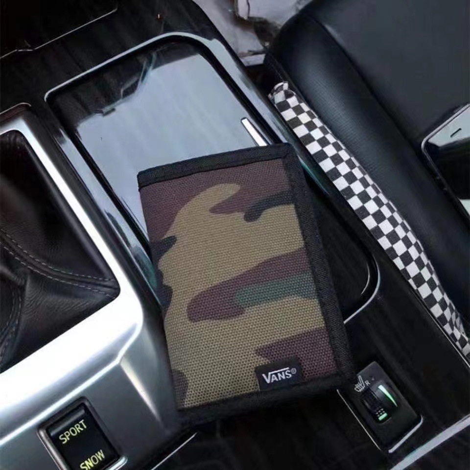 VANS Tide Camouflage Velcro พับผ้าใบกระเป๋าสตางค์ ID Card Holder