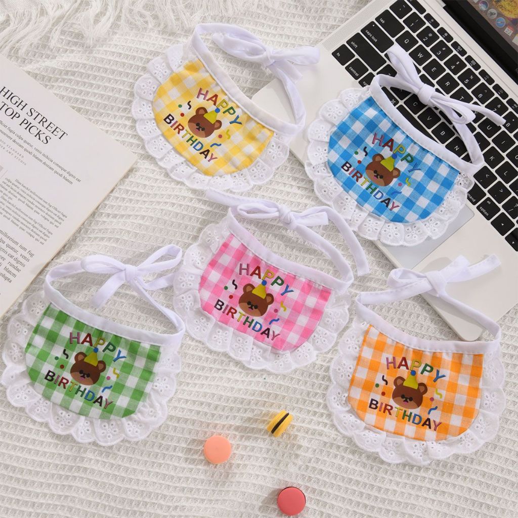 ผ้าผูกคอ HapPy Birht เสื้อหมา สำหรับสัตว์เลี้ยงขนาดเล็ก มีหลายสี