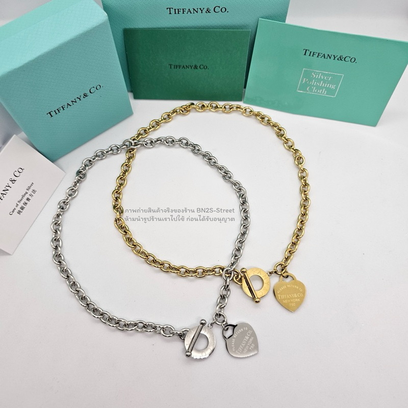 สร้อยคอรูปหัวใจ สายโซ่ TFN Heart Tag Toggle งานปั๊มมีโลโก้พร้อมส่ง ราคาไม่แพง
