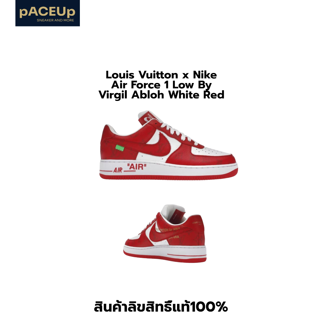 [ลิขสิทธิ์แท้-Authentic] Louis Vuitton x Nike Air Force 1 Low By Virgil Abloh White Red