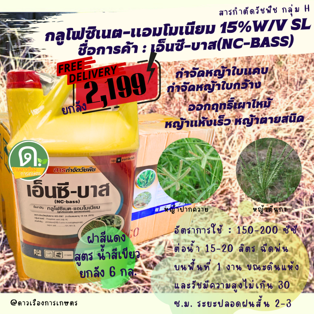 ยกลังกลูโฟซิเนต(4Lx6แกลลอน) น้ำ1สีฟ้าใส