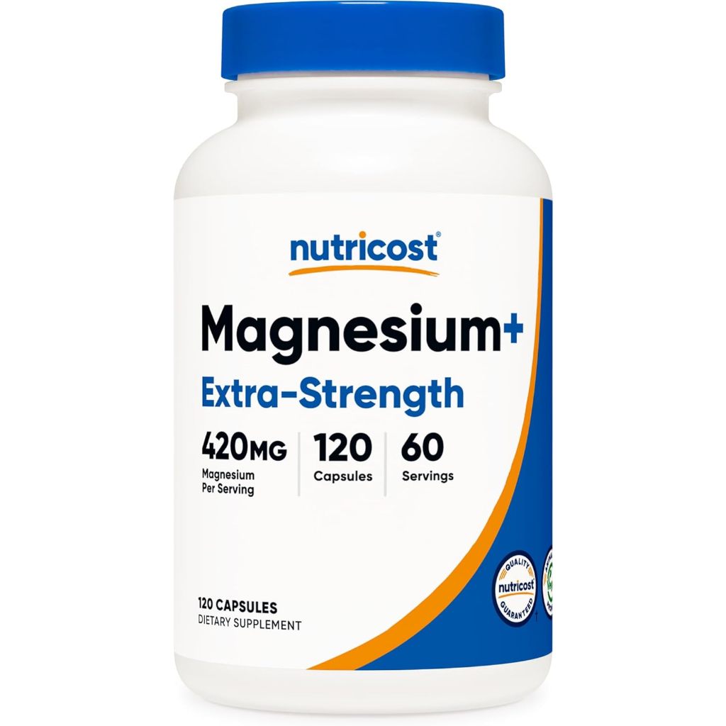 Nutricost Magnesium+ Extra Strength 420mg, 120 Capsules Magnesium Oxide and Glycinate - [EXP 10/2026]