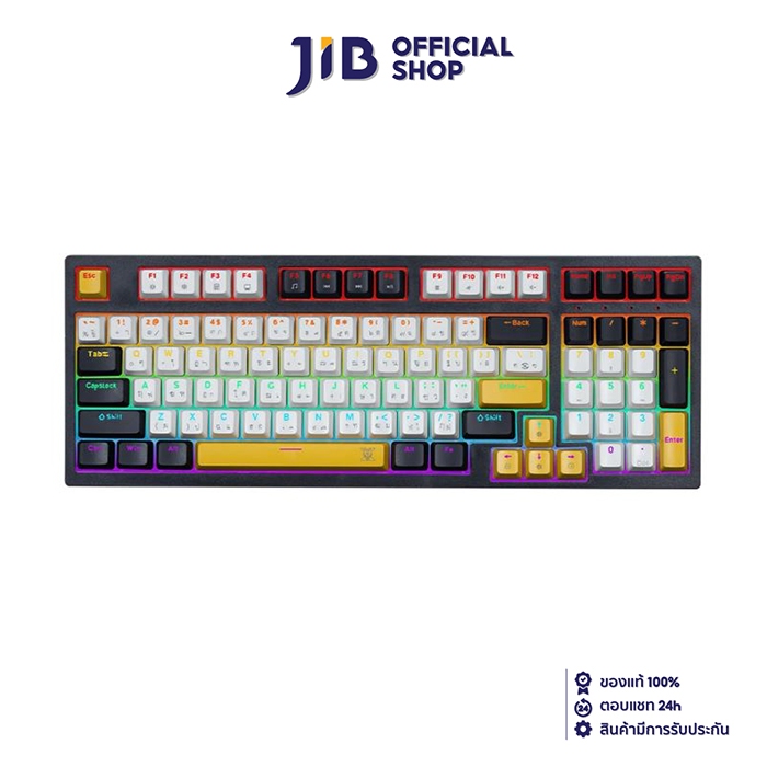 KEYBOARD (คีย์บอร์ด) NUBWO X802 THANATOS (BLACK-WHITE) (BLUE SWITCH - MINI RGB - EN/TH)