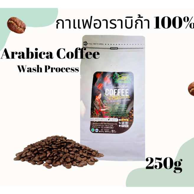 เมล็ดกาแฟอาราบิก้า พรีเมี่ยม 250g Wash process กาแฟดอยช้าง กาแฟคั่ว