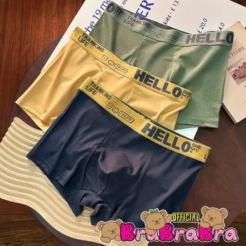 [ส่งจากไทย] 𝑩𝒓𝒂𝑩𝒓𝒂𝑩𝒓𝒂 #p-075 กางเกงในผู้ชาย บ็อกเซอร์ Boxer เนื้อผ้านิ่ม ลาย Hello