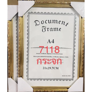 กระจก!!!กรอบรูปA4 สีทอง กระจก กรอบสีไม้ กรอบรูปขนาดa4กระจก