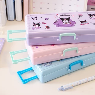 SANRIO กล่องดินสอ เครื่องเขียน อเนกประสงค์ จุของได้เยอะ ลาย Kuromi Melody สองชั้น สําหรับเด็ก