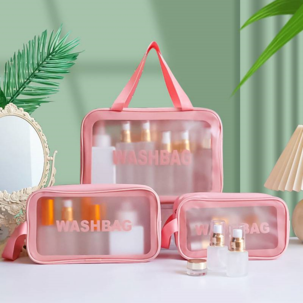 Oกระเป๋าเครื่องสําอาง pvc โปร่งใส กระเป๋าแต่งหน้า Wash Bag โปร่งใส พกพาสะดวก มีสีและข้อกำหนดต่างๆ ให้เลือก