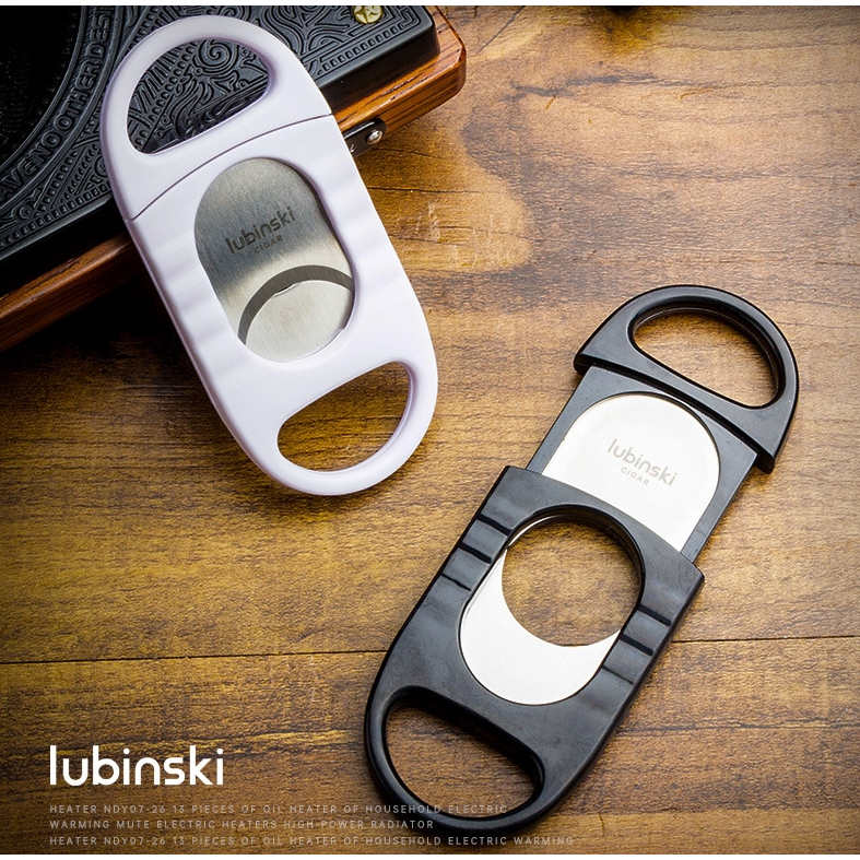 ☞♛◇เครื่องตัดซิการ์ Lubinski บางเฉียบแบบพกพาวัสดุ PVC เรียบง่ายปากแบนเครื่องตัดซิการ์แฟชั่นเรียบง่าย