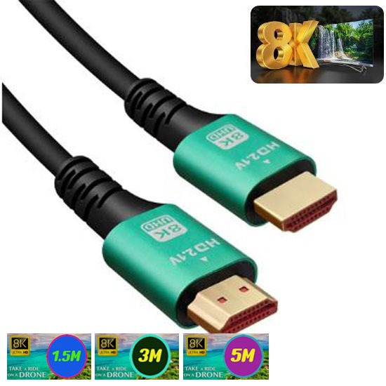 สาย HDMI 8K   สายสัญญานภาพและเสียง หัว HDMI ผู้/ผู้ ความละเอียด 8K หัวทอง สายยาว 1.5 / 3 / 5 เมตร