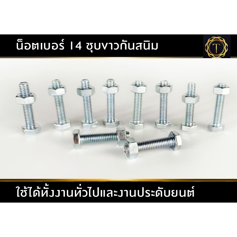 น็อตเบอร์ 14 ขนาด 5/16x1.5นิ้ว 10 ชุดตัวผู้และตัวเมีย #น็อตใส่คอก #น็อต #น็อตโรลบาร์
