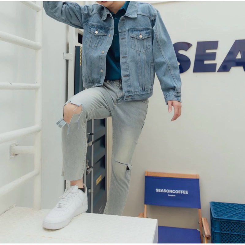 กางเกงยีนส์ทรงเดฟ เอวสม็อค จาก kin.studio