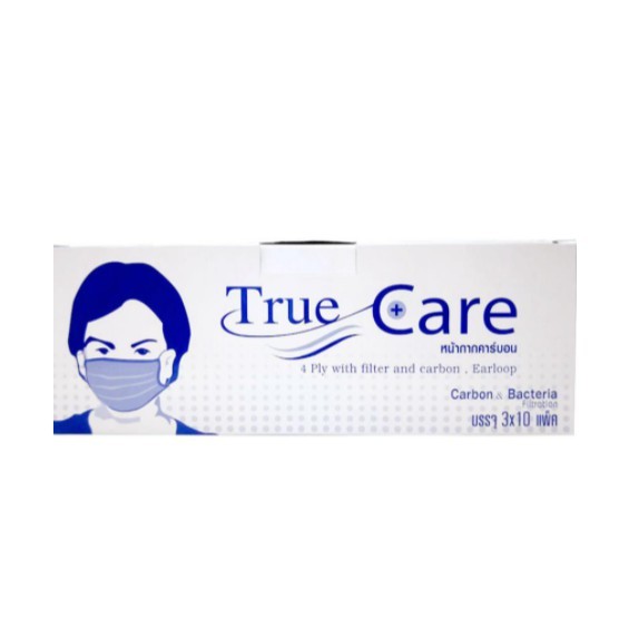 หน้ากากอนามัย หน้ากากคาร์บอน Mask ผ้าปิดปาก True Care ยกกล่อง