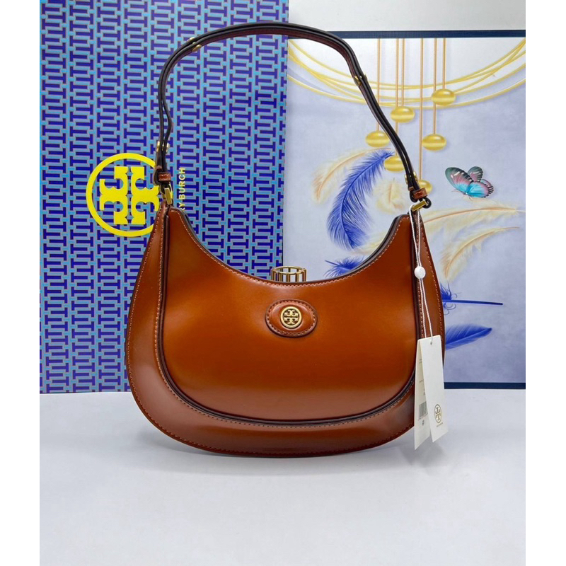 TORY BURCH ROBINSON SPAZZOLATO CONVERTIBLE CRESCENT BAG