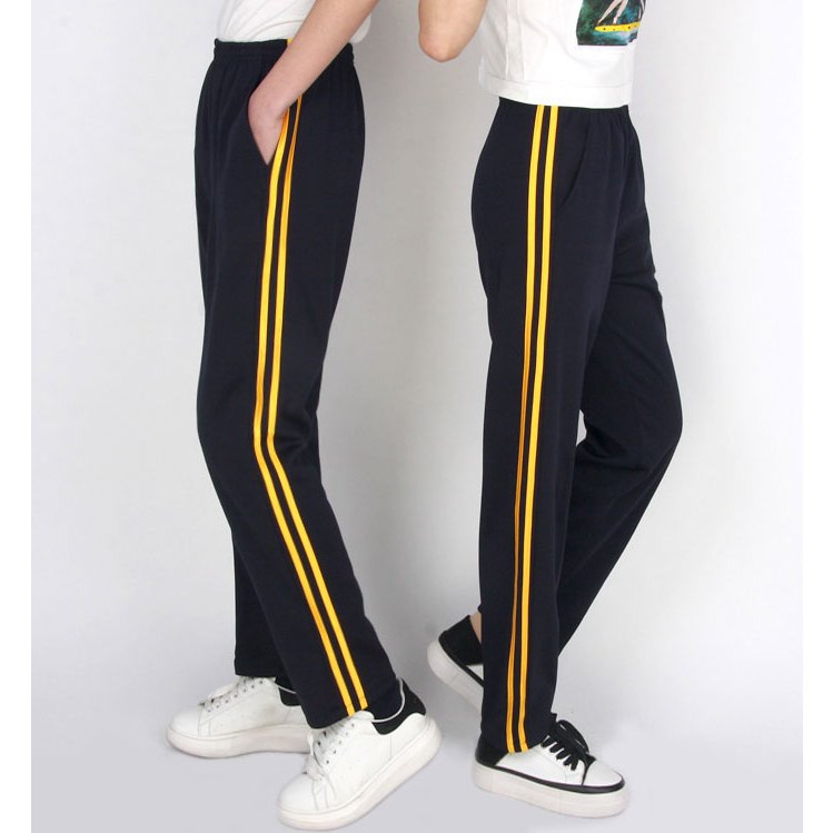 กางเกงวอร์ม ขายาว ดำ 2 แถบเหลือง นำเข้า สต๊อกในไทยพร้อมส่งทันที