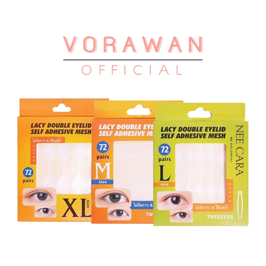 N536 Nee Cara เทปติดตา2ชั้น Lacy Double Eyelid Sels Adhesive Mesh ใช้ง่าย ติดทน