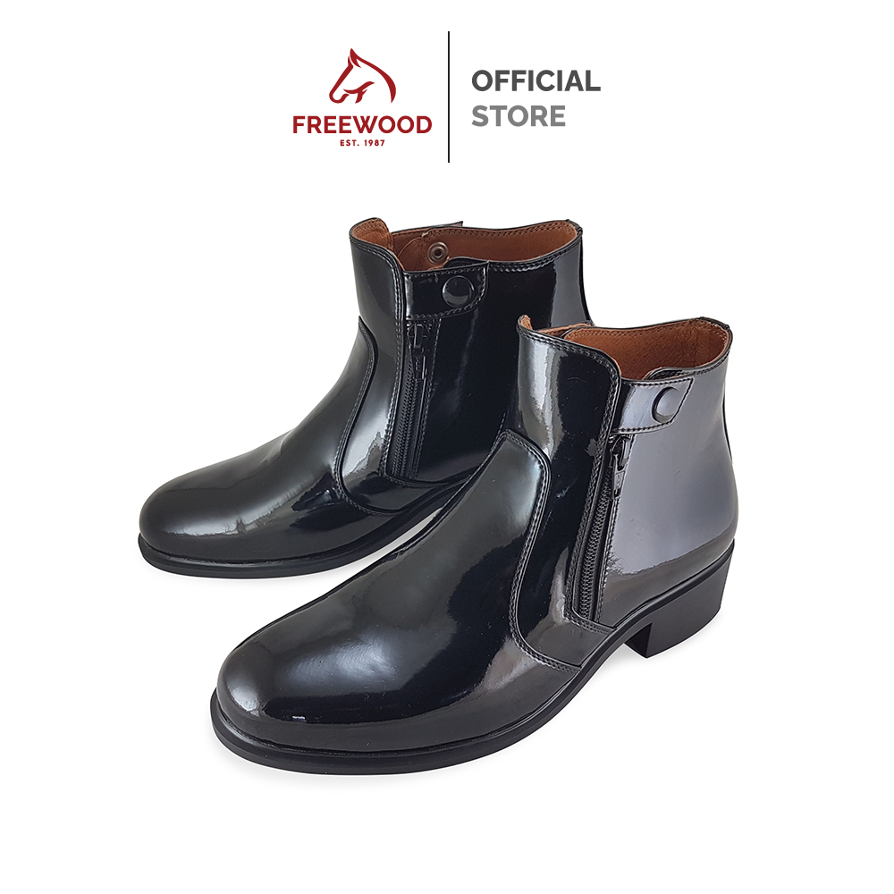 FREEWOOD PATENT LEATHER BOOTS รองเท้าบูท หนังแก้ว รุ่น 64-6591 สีดำ ( BLACK )