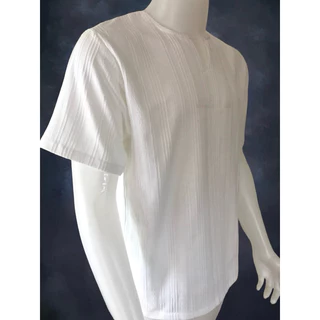 เสื้อผ้าฝ้าย ผ้าพื้นเมือง (DY9) คอเจาะ แขนสั้น สีขาว