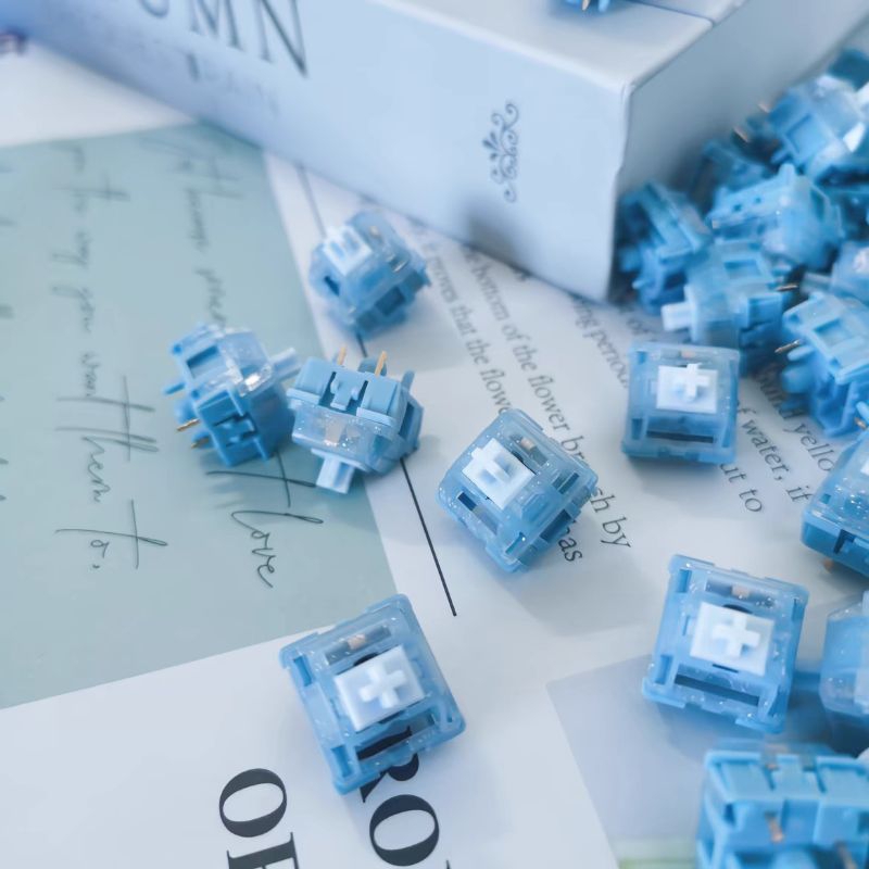 HMX Blue Topaz linear switch (10ชิ้น) สวิตช์คีย์บอร์ด pre lubed 1จังหวะ เชิงเส้น พรีลูป