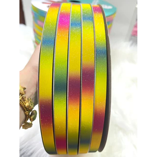 ริบบิ้นกากเพชรใส สีรุ้งสด สีรุ้งพาสเทล TW 300 หลาม้วนใหญ่ ราคาต่อ 1 ม้วน