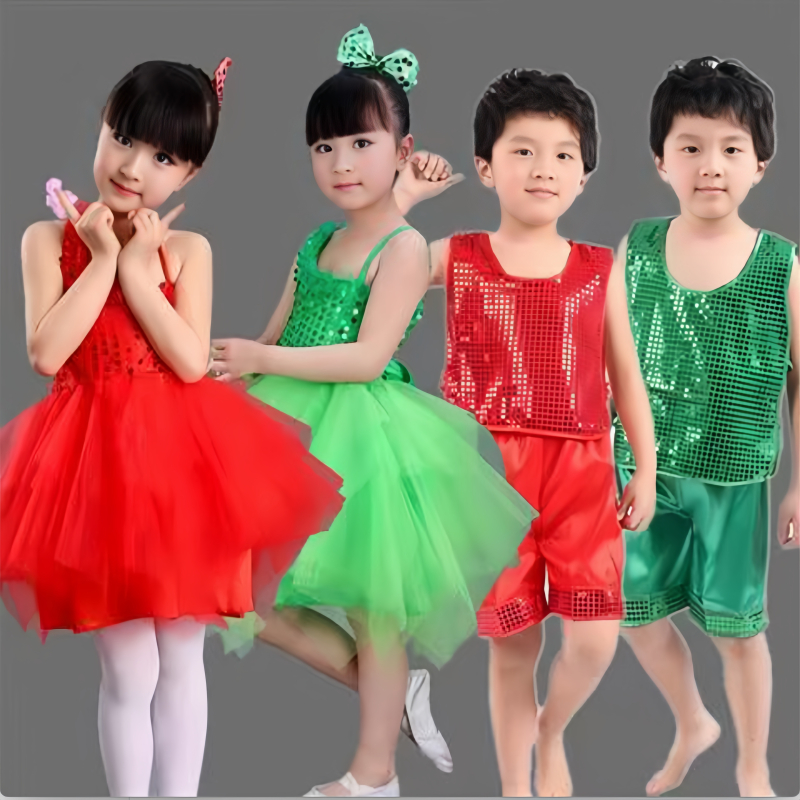 เชียร์ลีดเดอร์เด็ก พร้อมส่งในไทย เดรสกระโปรงฟู สีเขียว กีฬาสี เต้นวันเด็ก ปาดไหล่ ฟูเด้งสวยมากค่ะ