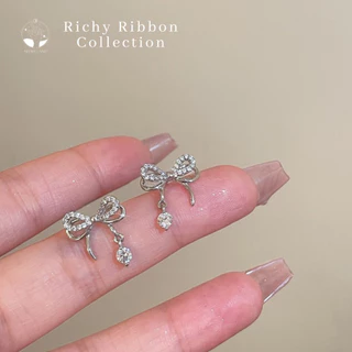 MNL💗ต่างหูแบบแป้น Richy Ribbon รูปโบ เครื่องประดับแฟชั่น เงินแท้ ผู้หญิง ใส่ออกงาน ใส่เที่ยว ได้ทุกวัน ของขวัญ