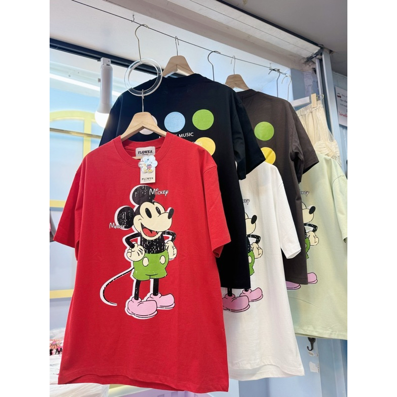 เสื้อยืดOversize(FLOWER)มิกกี้จุดหลัง