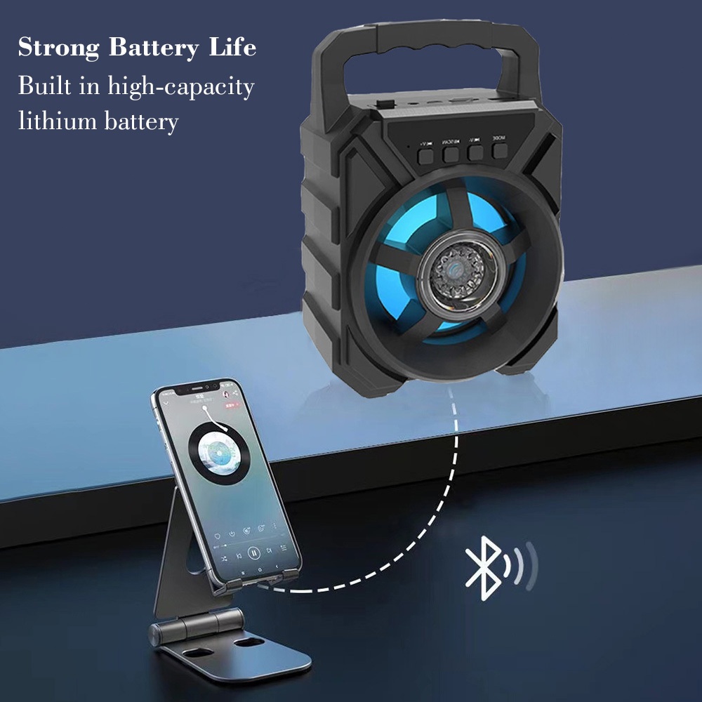 ลำโพงบลูทู ธ  ไร้สาย พกพา Bluetooth ลำโพง ซับวูฟเฟอร์ รองรับไมโครโฟน, บลูทู ธ , USB, การ์ด TF, วิทยุ  ไฟ LED