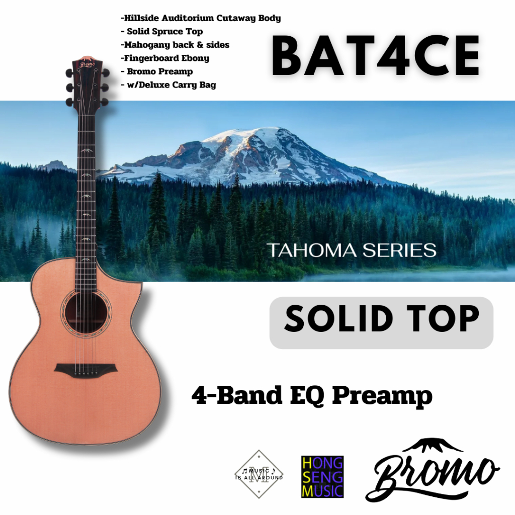 กีต้าร์โปร่งไฟฟ้า Acoustic Guitar BROMO - TAHOMA SERIES (Solid Top Guitars) Model # BAT4CE (4-Band E