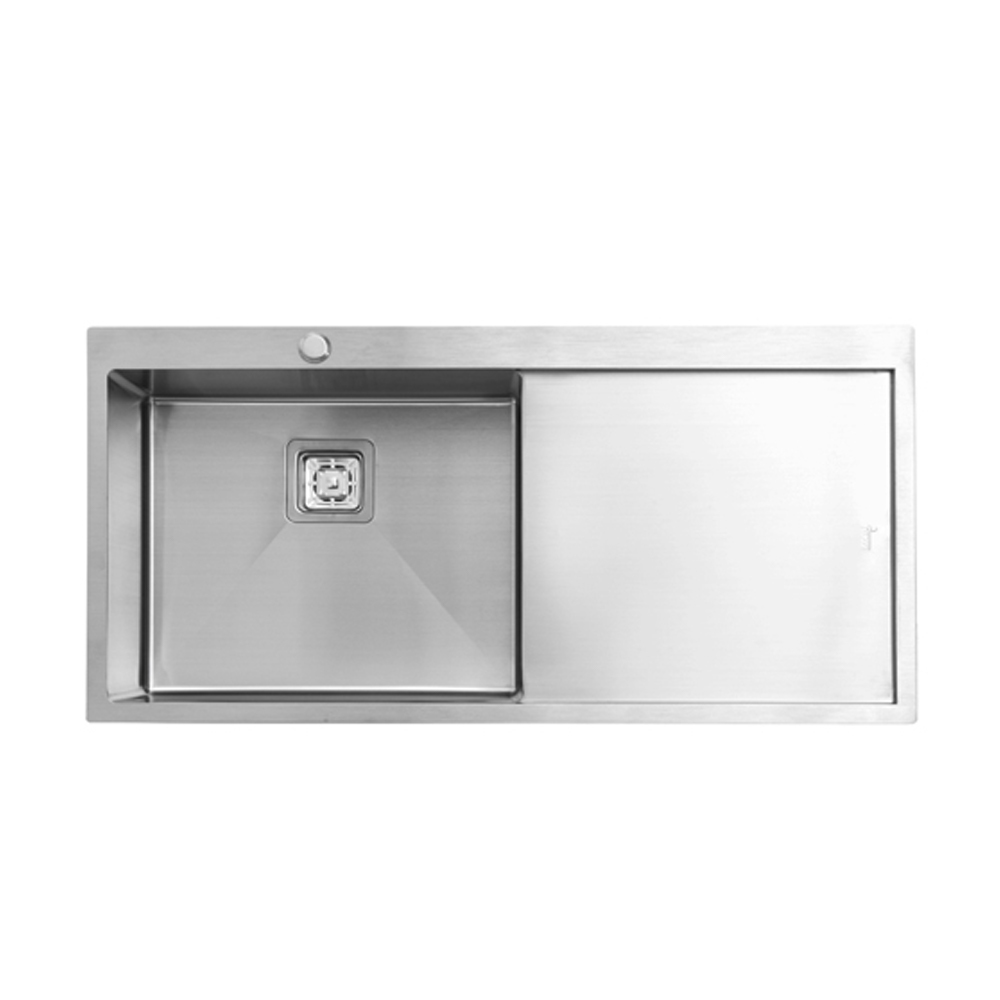 TEKA อ่างล้างจาน 1 หลุม 1 ที่พัก ติดตั้งบนเคาน์เตอร์ รุ่น TQB R10 1B1D  สีสแตนเลส ฟรีก๊อกน้ำเย็น