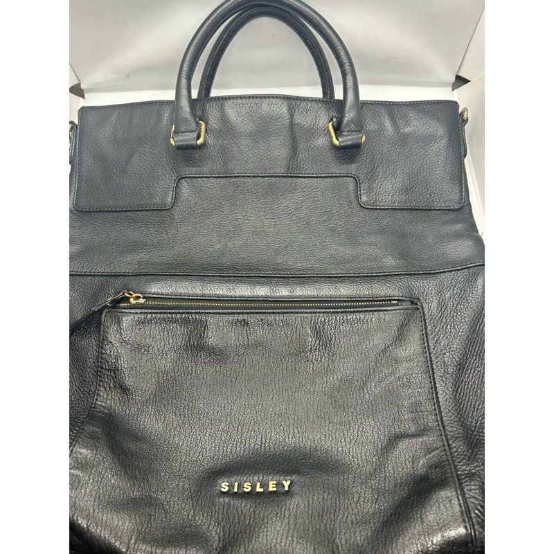 กระเป๋าหนังแท้ของ Sisley สีดำ