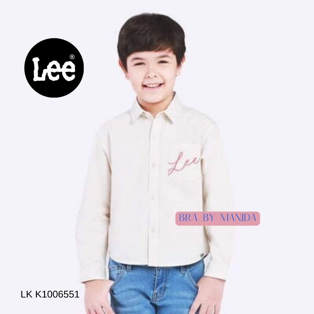 LEE KIDS แท้ 100% เสื้อเชิ้ตแขนยาว เด็กผู้ชาย รุ่น LK K1006551 สีเบจ ราคา 1290.-