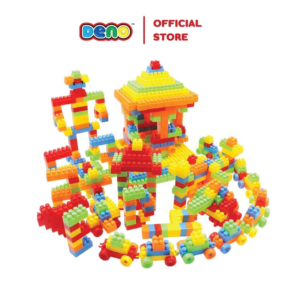 DENO(ดีโน่) ชุดตัวต่อบล็อค 200 ชิ้น(ถุง) และ133 ชิ้น(กล่อง) สีสดใส - รูปที่ 7