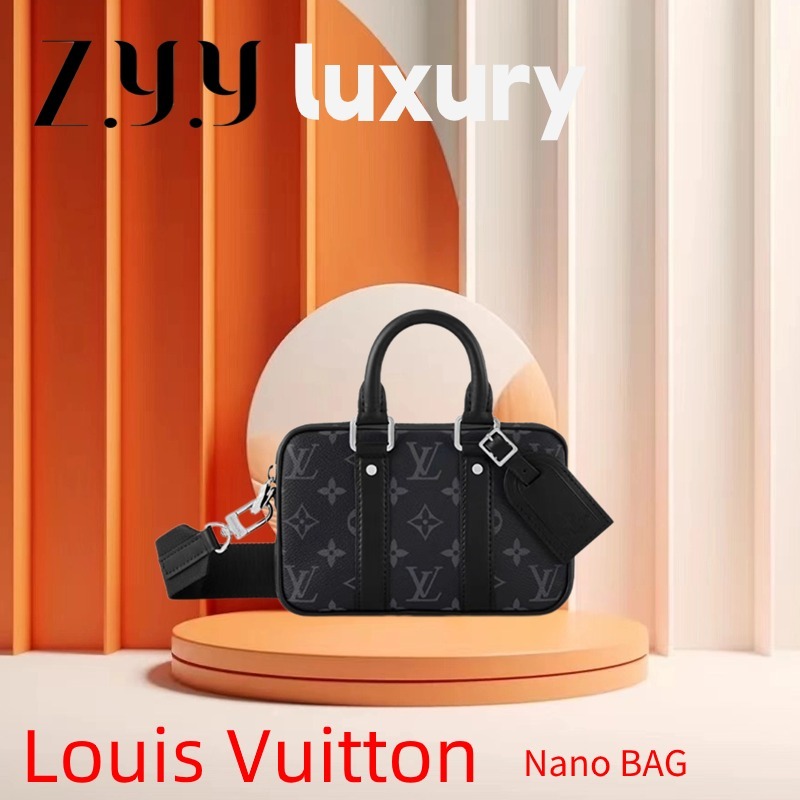 Ready Stock หลุยส์วิตตอง Louis Vuitton Nano Porte Documents Cow Leather LV Men's Messenger Bag. กระเป๋าสะพายข้างผู้ชาย