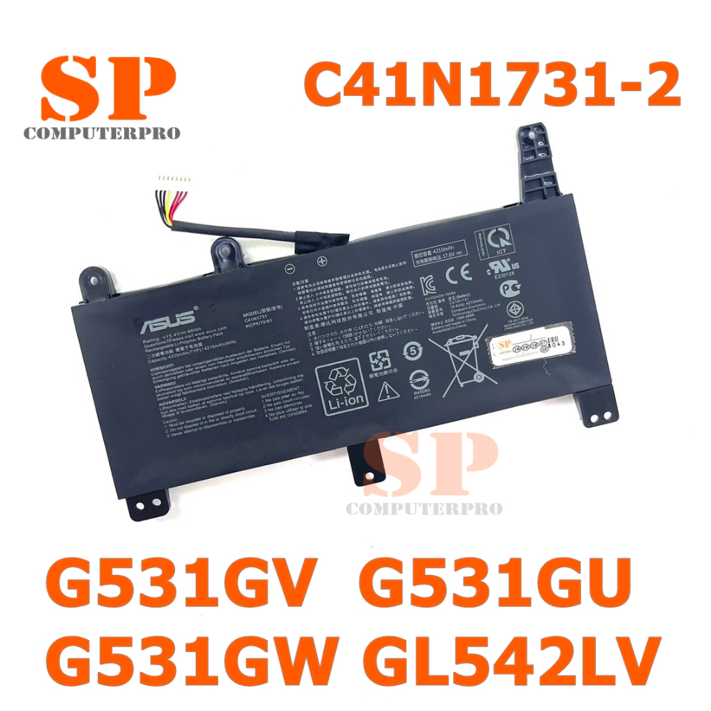 แบตเตอรี่โน๊ตบุ๊ค ASUS  BATTERY NOTEBOOK ASUS แท้ ROG STRIX G531GV G531GU G531GW GL542LV Model: C41N