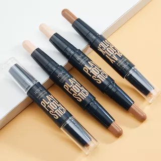 ปากกาเน้นข้อความเงาแท่งคู่หัวบรอนเซอร์สมูทคอนทัวร์Highlighter Shadow Sticks Double Head Bronzer Smooth Contour Cream