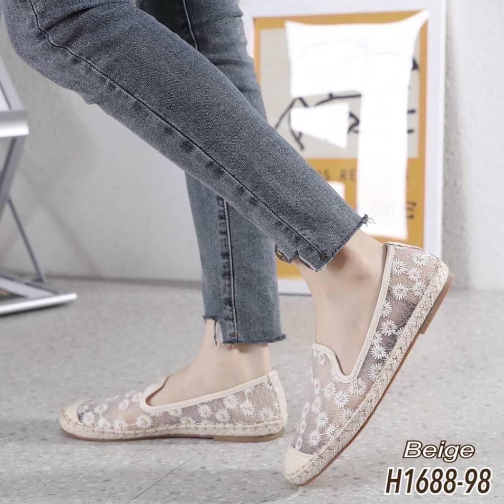 H1688-98 รองเท้าคัทชูพื้นนิ่ม ผ้าปัก น้องน่ารัก ปักดอกเดซี่