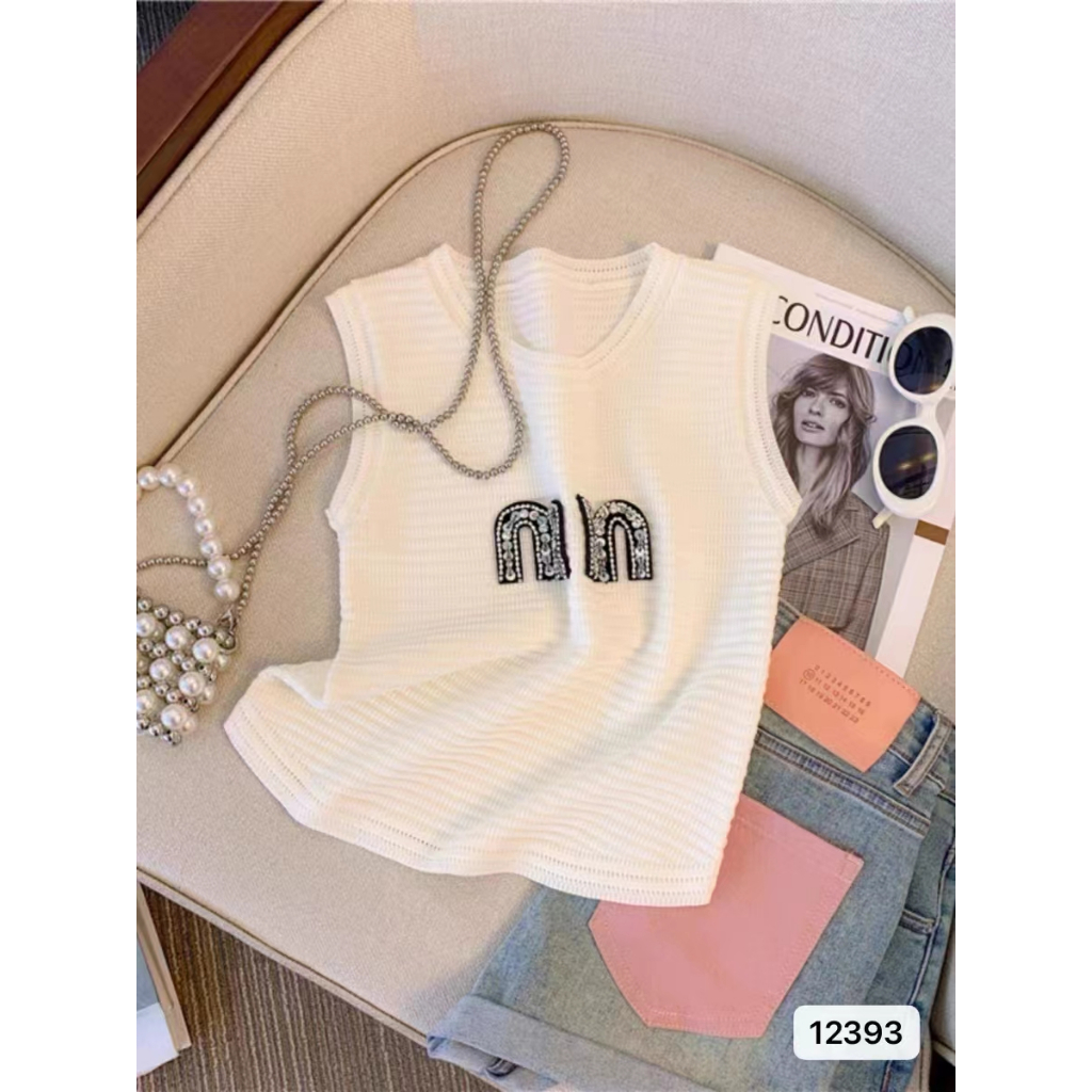 Gamin-0691 เสื้อกล้ามไหมพรม ลาย min ผ้าไหมพรมยืดได้เยอะ (12393)
