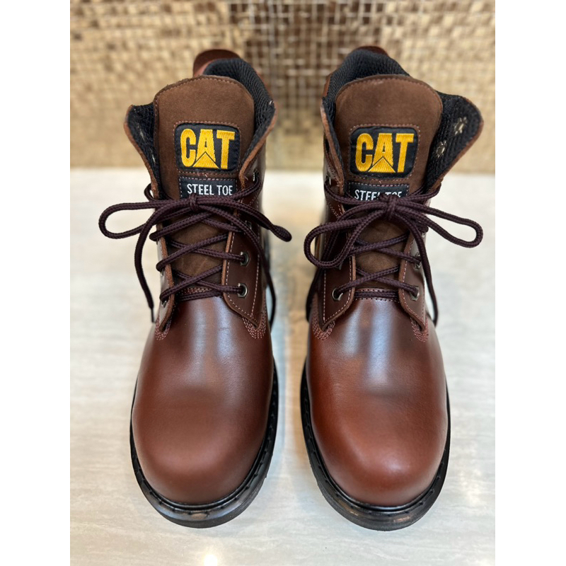 รองเท้าเซฟตี้หัวเหล็ก CAT หุ้มข้อ งานพรีเมี่ยม หนังแท้100% แข็งแรงทนทานกันน้ำ