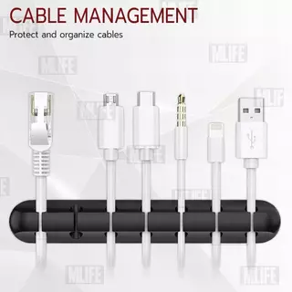 MLIFE - ซิลิโคนจัดระเบียบสาย ที่ยึดสาย USB สายเคเบิล ที่เก็บสายชาร์จ รางเก็บสายไฟ 3 / 5 / 7 ช่อง - Cable Organizer Clips