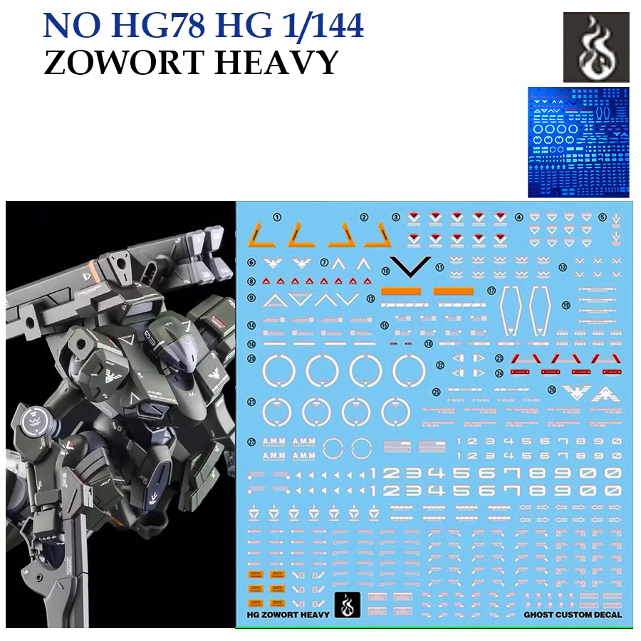 ดีคอลน้ำ [Ghost] HG 78 s ZOWORT HEAVY The Witch From Mercury Gundam HG 1/144 [White Fluorescent]mode