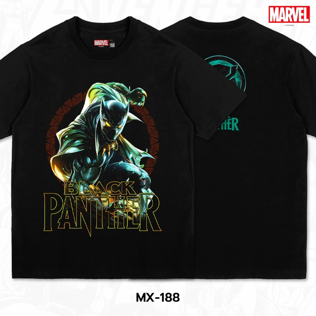 Power7Shop เสื้อยืดการ์ตูน มาร์เวล Black Panther  ลิขสิทธ์แท้ MARVEL COMICS T-SHIRTS (MX-188)
