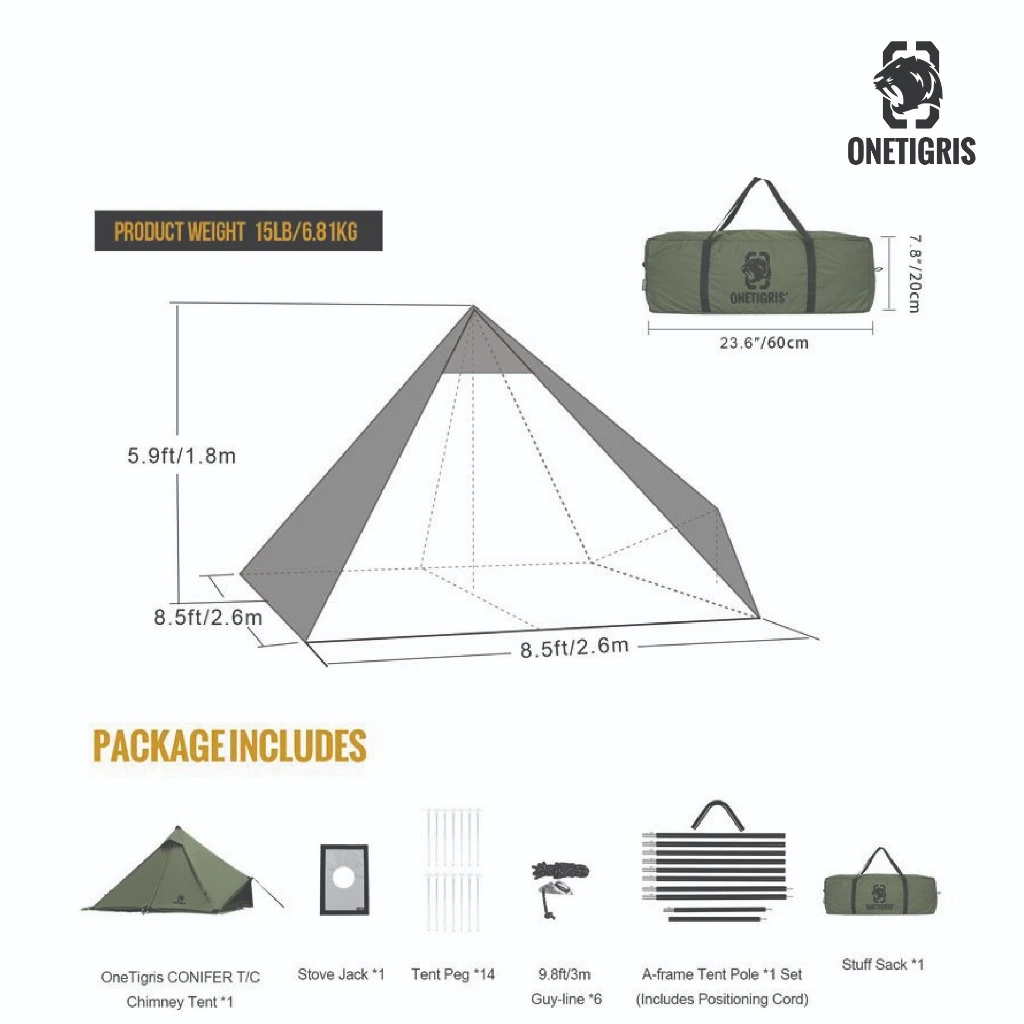 OneTigris เต็นท์ CONIFER T/C Chimney Tent สำหรับ 1-2 คน thumbnail 3