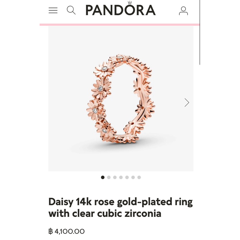 Pandora daisy 14K rosegold plated ring with clear cubic zirconia size48, 52 แท้100% แหวนเดซี่โรส