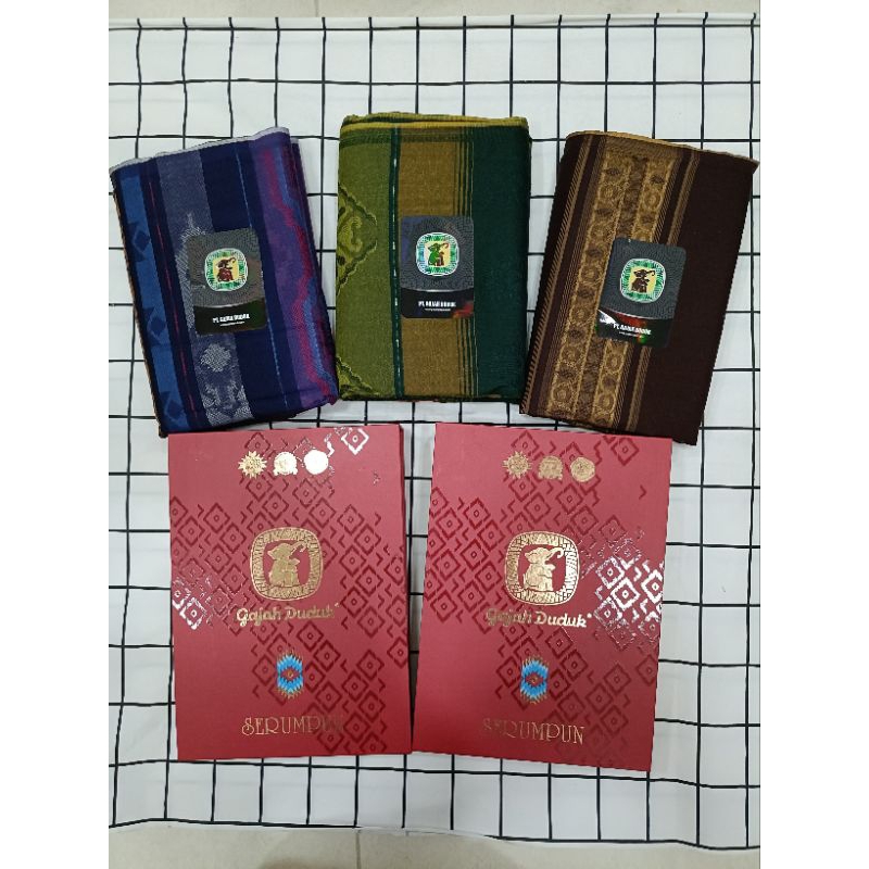 ผ้าโสร่งผู้ชาย ลายใหม่ๆ ผ้าตราช้างนั่ง  “Gajah Duduk“ รุ่น serumpun ผ้าสวย ผ้าไม่ลืน ซับน้ำดี เย็บแล้วพร้อมกล่องแดง