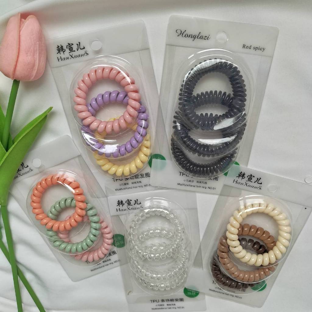 หนังยางรัดผม ยางเกลียวมัดผม สีพาสเทล แบบยืดหยุ่น พร้อมส่งจ้า