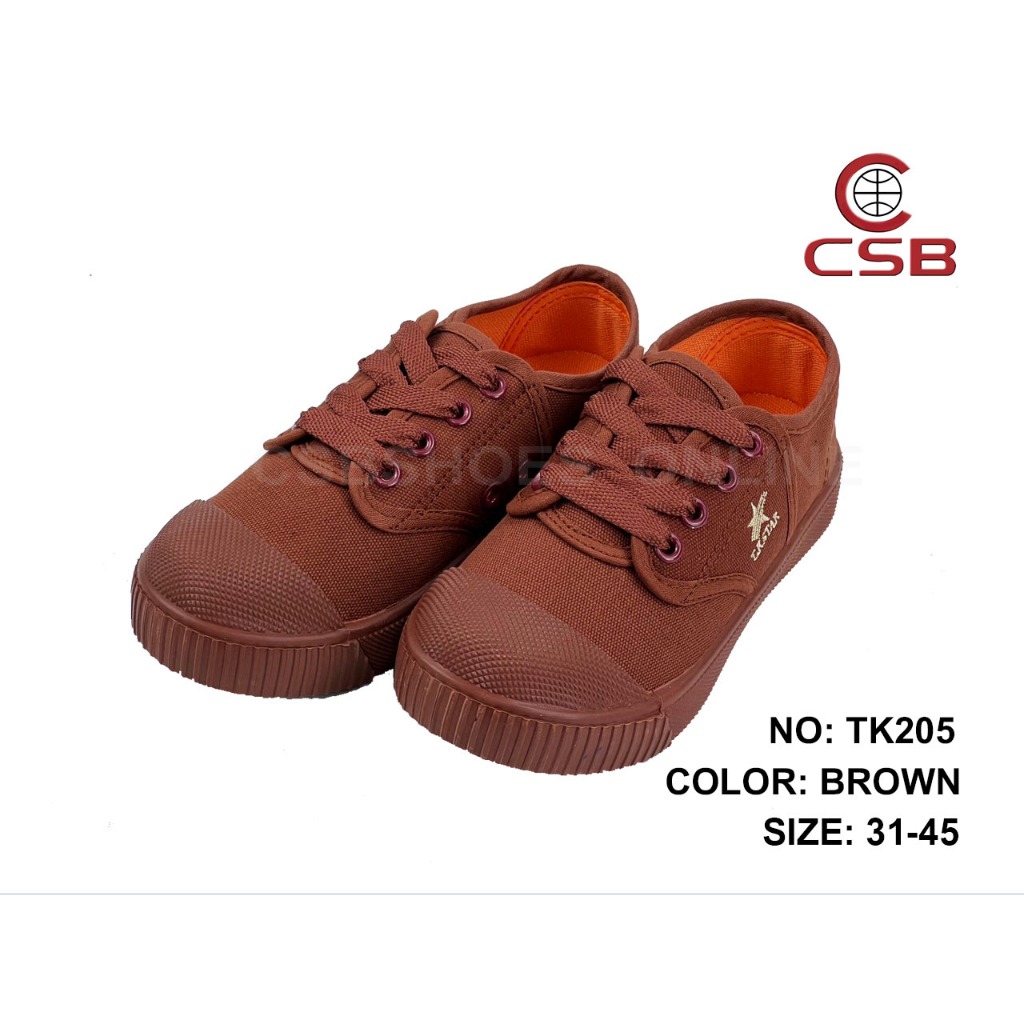 CSB รองเท้าผ้าใบนักเรียน TK205 สีขาว น้ำตาล ดำ มีไซส์เด็กและผู้ใหญ่ 31-45#